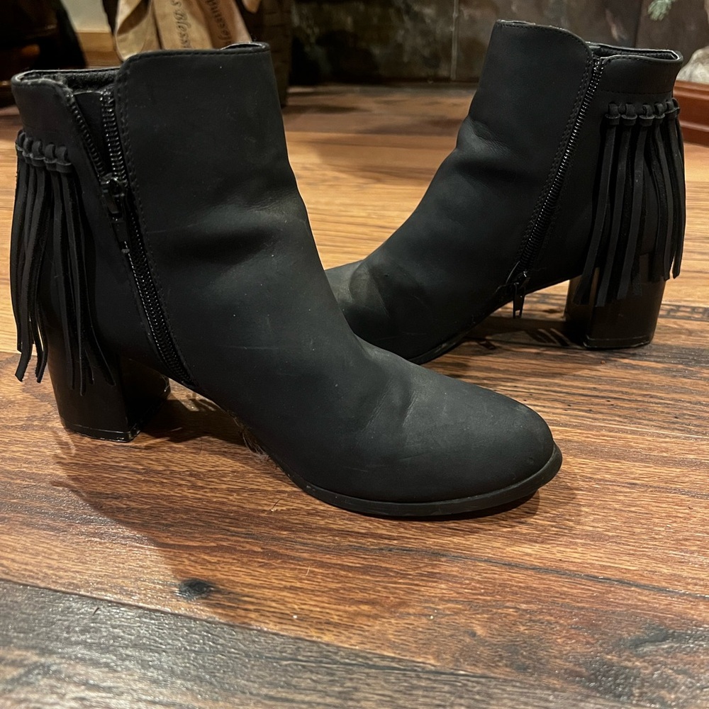 Black Fringe Ankle Boots